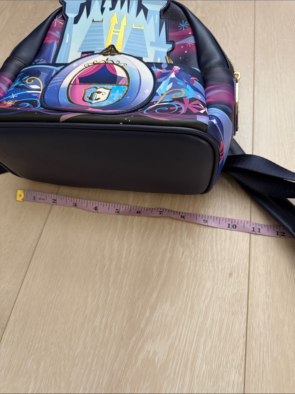 Loungefly Castle Carriage Mini Backpack - Navy, Light Blue, Purple - Picture 8 of 12